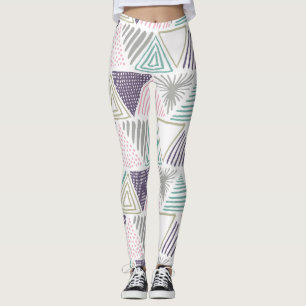 Triangle shapes, hand-drawn vintage style. leggings