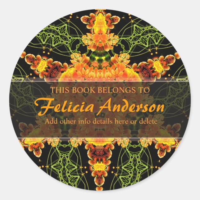 Triangle Star : Round Artistic Bookplate Label (Front)