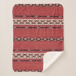 Triangle Stripe Kilim II Red Black White Sherpa Blanket