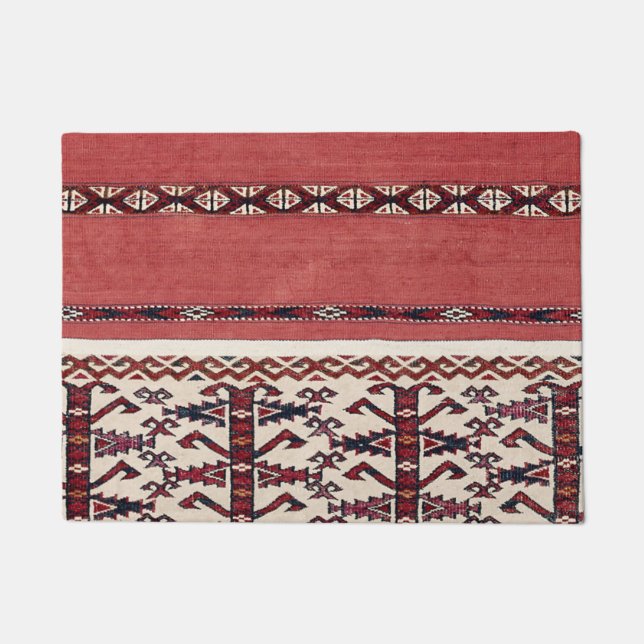 Triangle Stripe Kilim III Red Black White  Doormat (Front)