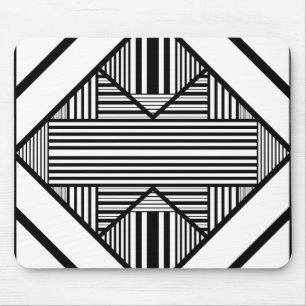 Triangle stripes 2 in Black and White Mouse Pad