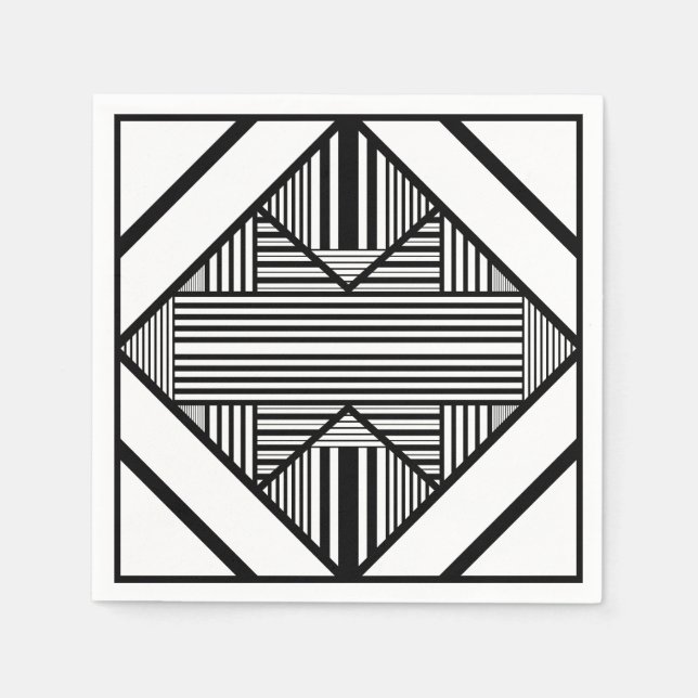 Triangle stripes 2 in Black and White Napkin (Front)