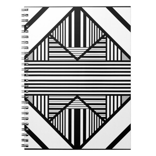 Triangle stripes 2 in Black and White Notebook (Front)