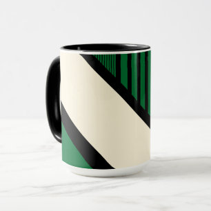 Triangle Stripes - Green, Cream and Black Mug