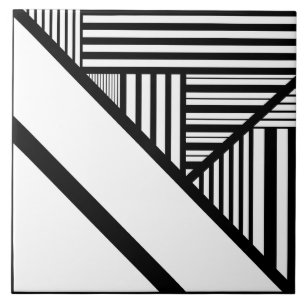 Triangle stripes in Black and White Ceramic Tile