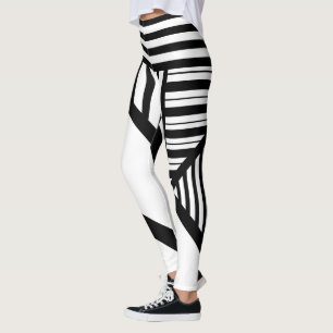 Triangle stripes in Black and White Leggings