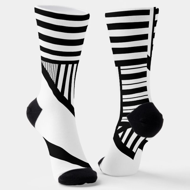 Triangle stripes in Black and White Socks (Angled)