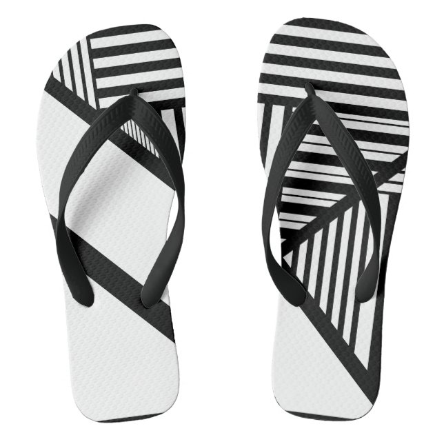 Triangle stripes in Black and White Thongs (Footbed)