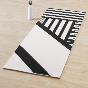 Triangle stripes in Black and White Yoga Mat