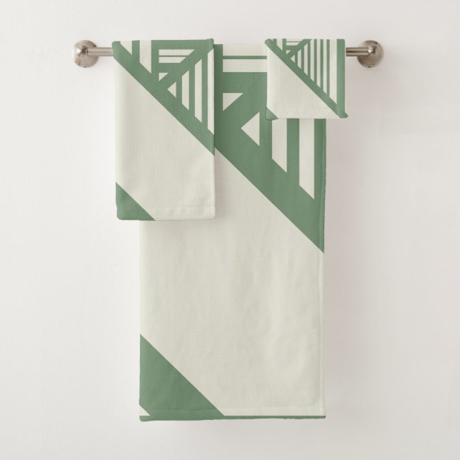 Triangle stripes in Green Bath Towel Set (Insitu)