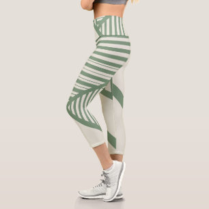 Triangle stripes in Green Capri Leggings