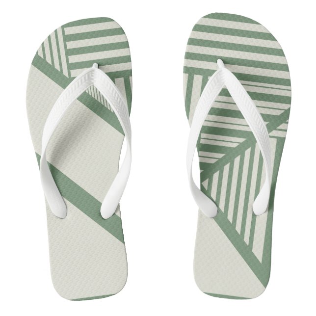 Triangle stripes in Green Thongs (Footbed)