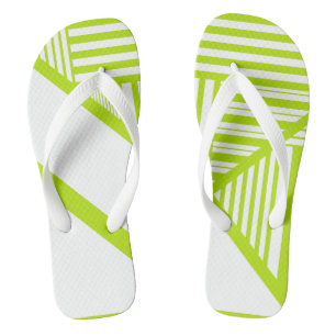 Triangle Stripes in Lime Green and White Thongs