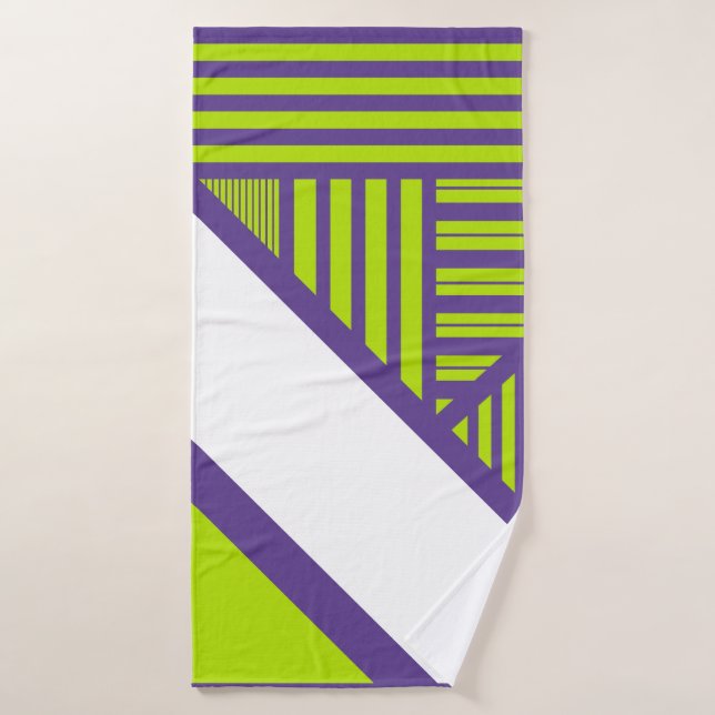 Triangle Stripes in Lime Green & Purple Bath Towel (Bath Towel)