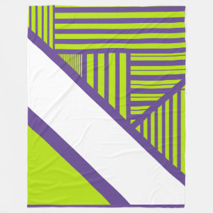 Triangle Stripes in Lime Green & Purple Fleece Blanket