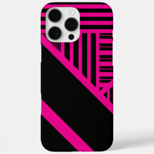Triangle Stripes in Magenta and Black iPhone 16 Pro Max Case