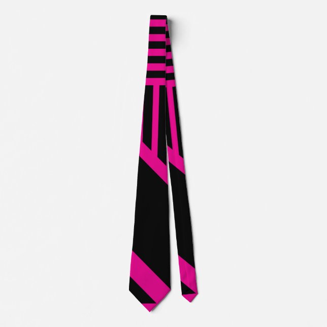 Triangle Stripes in Magenta and Black Tie (Front)