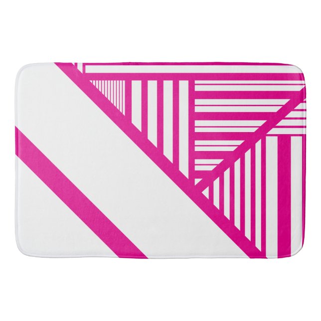 Triangle Stripes in Magenta and White Bath Mat (Front)
