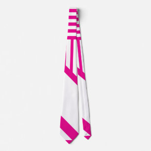 Triangle Stripes in Magenta and White Tie