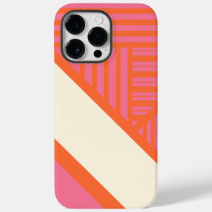 Triangle Stripes in Pink, Orange and Cream Case-Mate iPhone 14 Pro Max Case