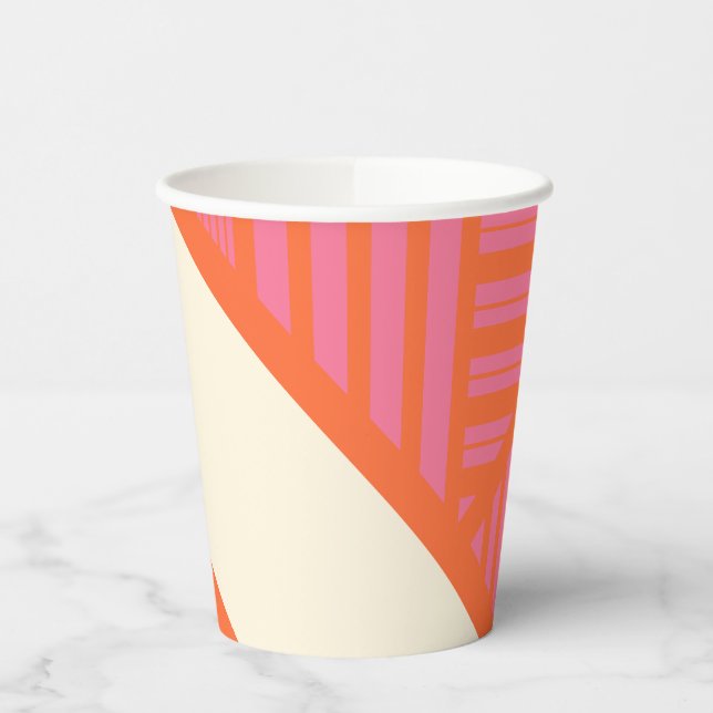 Triangle Stripes in Pink, Orange and Cream Paper Cups (Left)