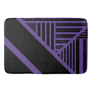 Triangle Stripes in Purple and Black Bath Mat