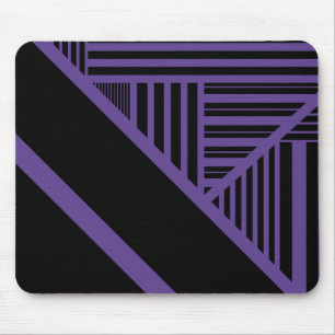 Triangle Stripes in Purple and Black Mouse Pad