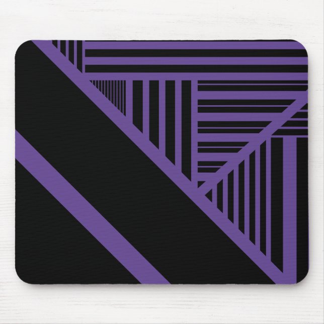 Triangle Stripes in Purple and Black Mouse Pad (Front)