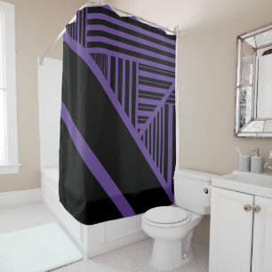 Triangle Stripes in Purple and Black Shower Curtain