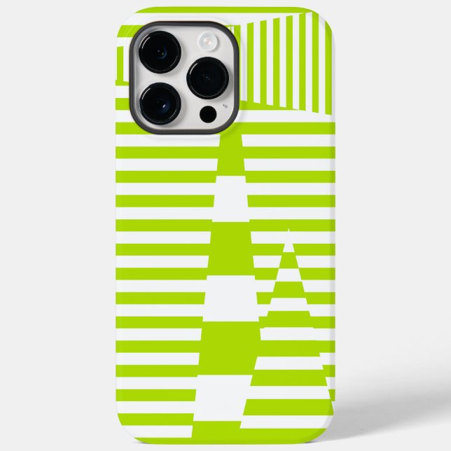 Triangle Stripes - Lime Green and White Case-Mate iPhone Case (Back)