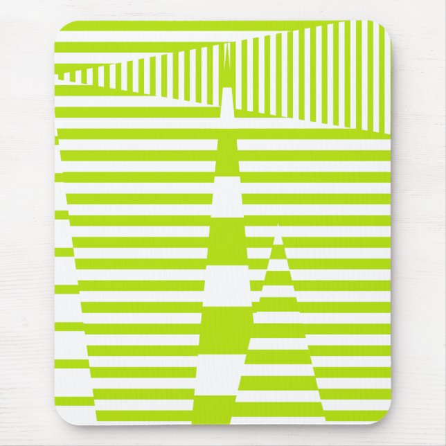 Triangle Stripes - Lime Green and White Mouse Pad (Front)