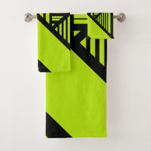 Triangle Stripes - Lime Green Bath Towel Set