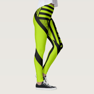 Triangle Stripes - Lime Green Leggings