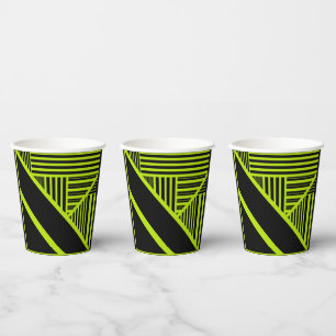 Triangle stripes - Lime Green Paper Cups