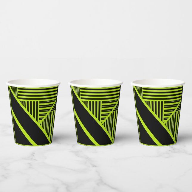 Triangle stripes - Lime Green Paper Cups (Multi)