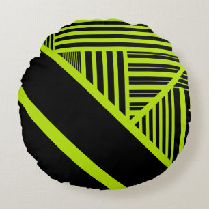 Triangle stripes - Lime Green Round Cushion