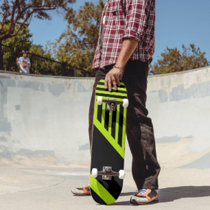 Triangle stripes - Lime Green Skateboard
