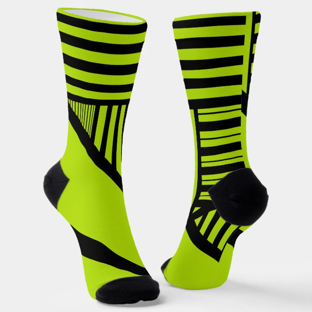 Triangle Stripes - Lime Green Socks (Angled)