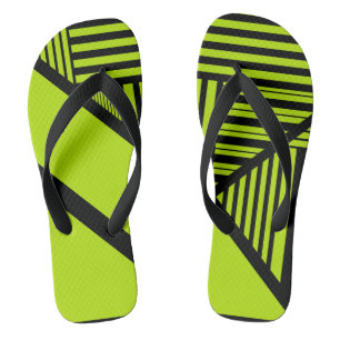 Triangle Stripes - Lime Green Thongs