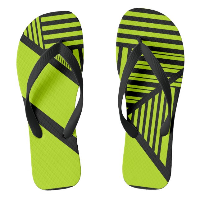 Triangle Stripes - Lime Green Thongs (Footbed)