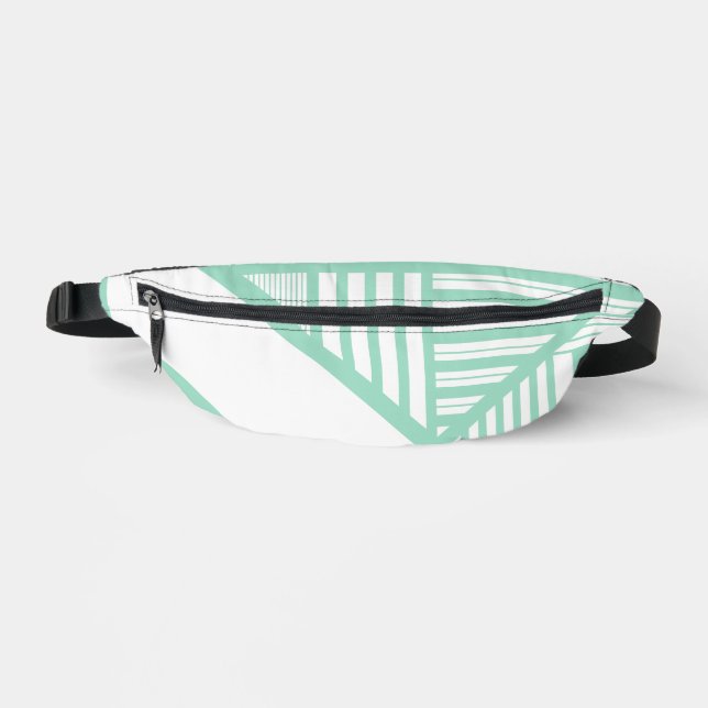 Triangle stripes - Mint Green and White Bum Bags (Front)