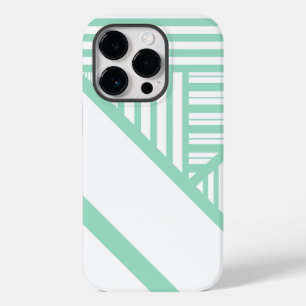 Triangle stripes - Mint Green and White Case-Mate iPhone 14 Pro Case