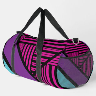 Triangle Stripes - Pink, Purple, Blue and Black Duffle Bag