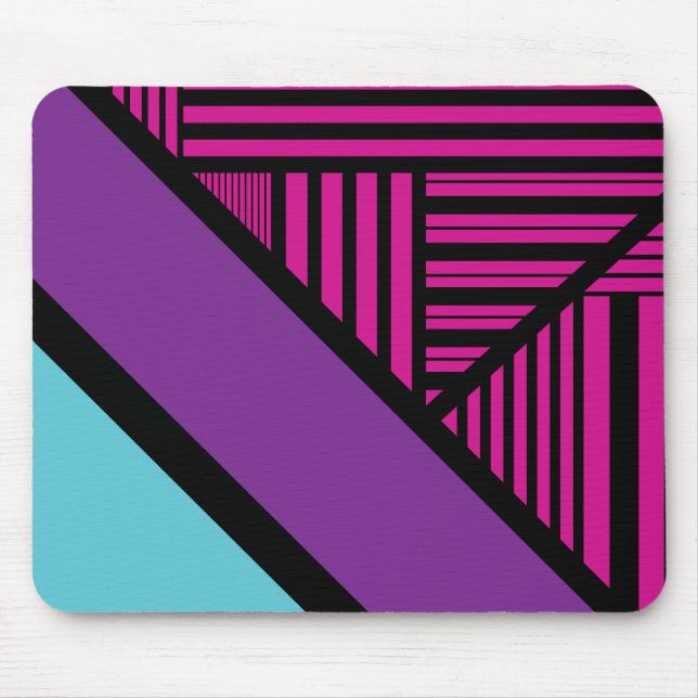 Triangle Stripes - Pink, Purple, Blue and Black  Mouse Pad (Front)