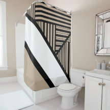 Triangle Stripes - Taupe, Black and White