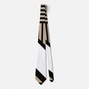 Triangle Stripes - Taupe, Black and White  Tie