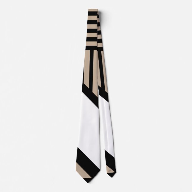 Triangle Stripes - Taupe, Black and White  Tie (Front)