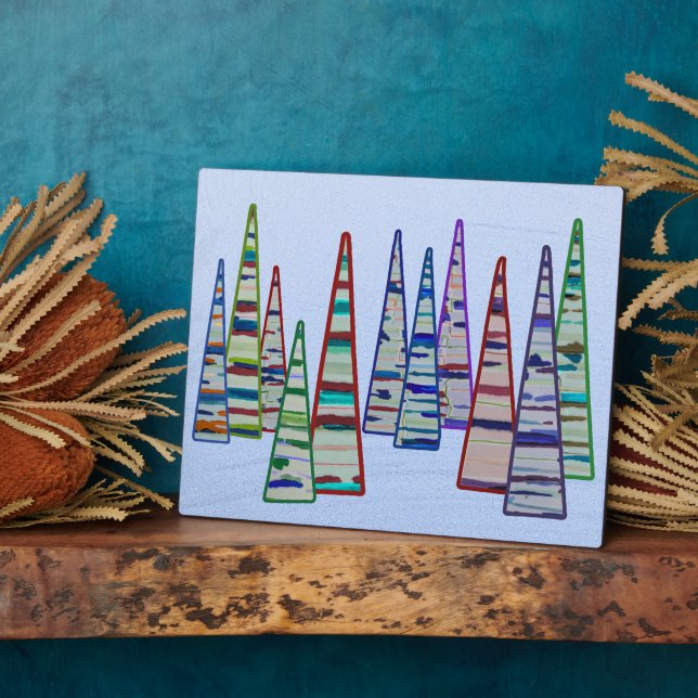 Triangle Tree Forest Tabletop Plaque with Easel (Side)