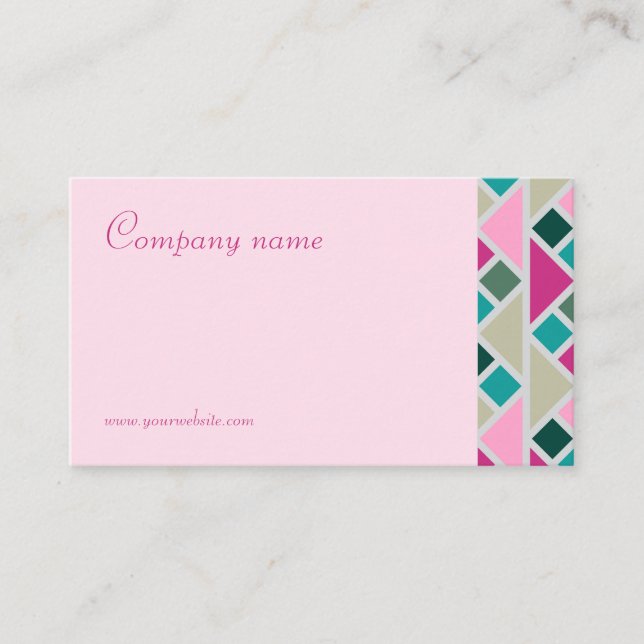 Triangle  turquoise fuchsia pink QR Business Card (Front)
