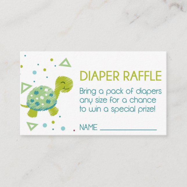 Triangle Turtle Diaper Raffle Ticket Enclosure Card (Front)
